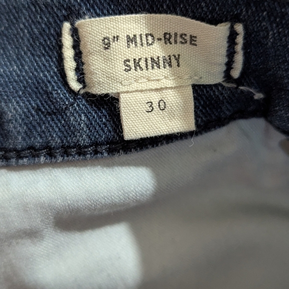 Madewell 9" Mid-Rise Skinny Blue Denim Stretch Short Hemmed Inseam Size 30 N - Picture 6 of 7